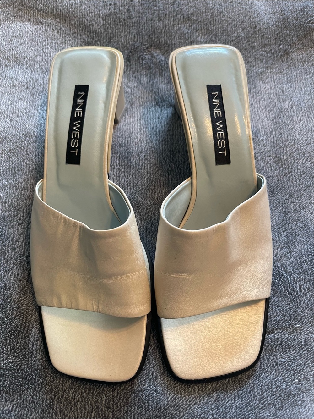 Nine West Pearl Cream Square-Toe Slide Mules